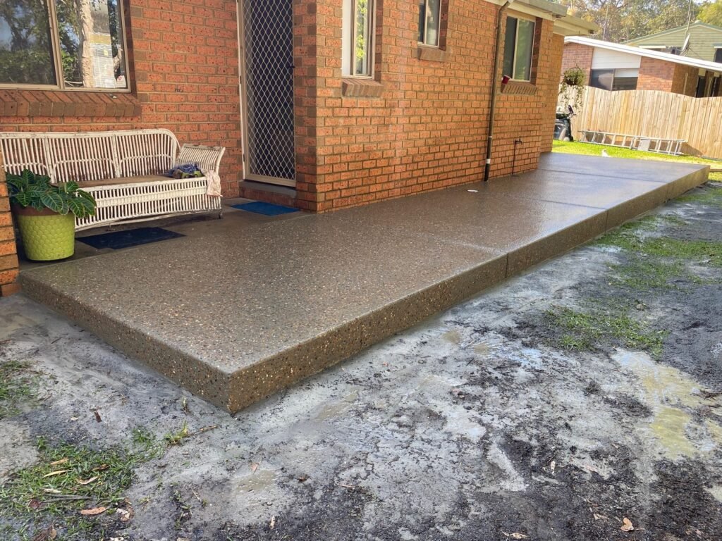exposed aggregate concrete patio Sunshine Coast Noosa